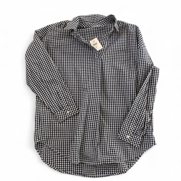 J. Jill Tops - Women’s navy blue and White Checkered Shirt